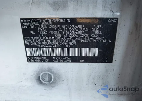 2007 Toyota Rav4 z USA, uszkodzony, nr VIN JTMBD33V376044233